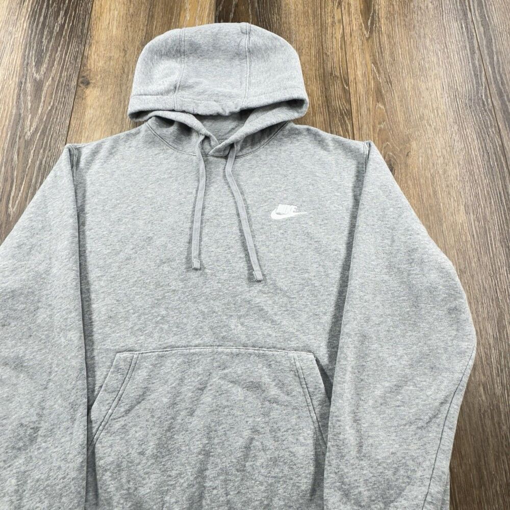 Vintage Nike Hoodie Mens M Gray Sweatshirt Swoosh Embroidered Check Sweater
